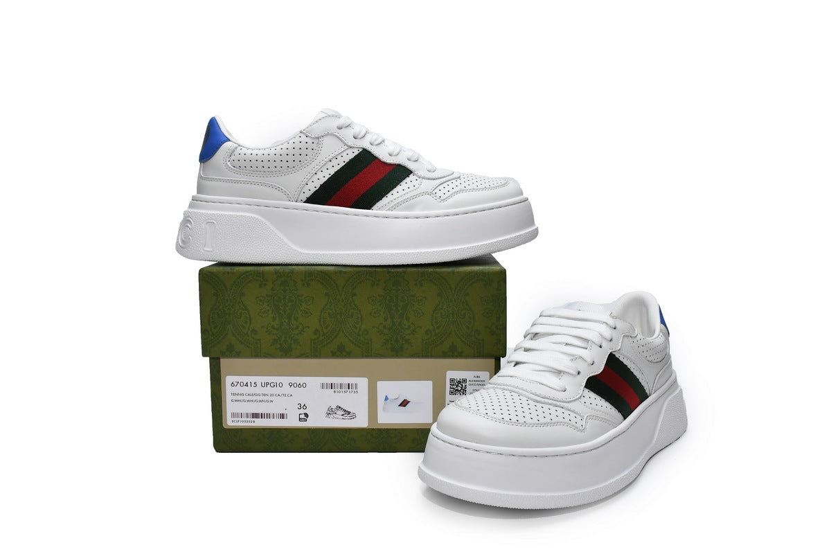 Gucci Chunky B Ribbon White Leather Sneakers