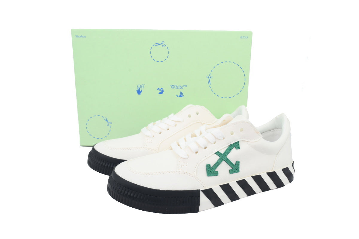 Off-White Vulc Low White Green Canvas Sneakers
