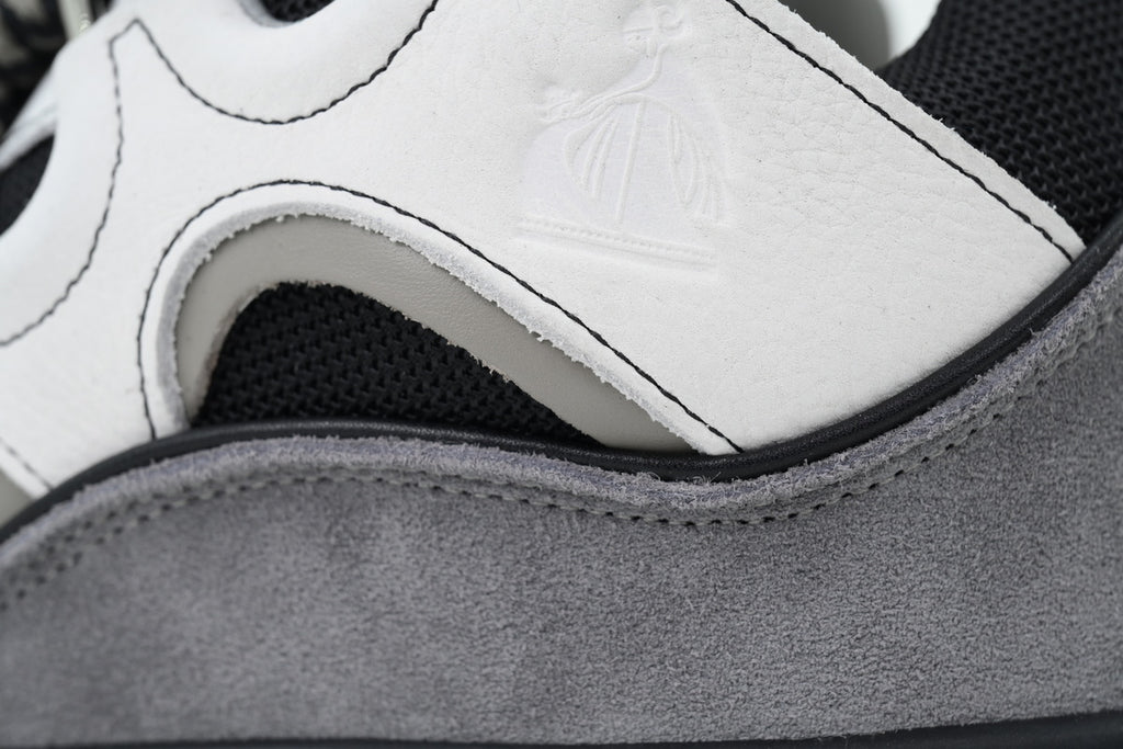 LANVIN Curb Leather Sneakers – Grey/White Contrast