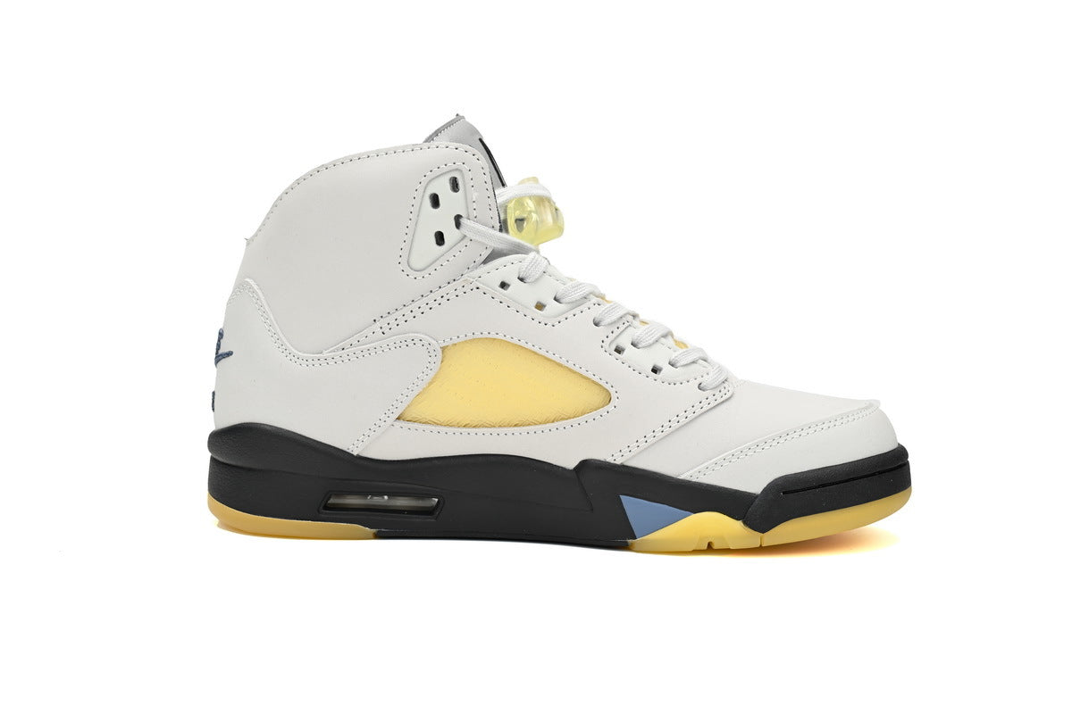 Air Jordan 5 Retro White Metallic Silver Sneakers