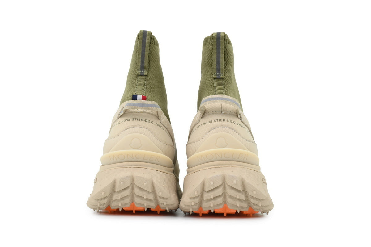 Moncler Trailgrip Knit Green Beige High-Top Sneakers