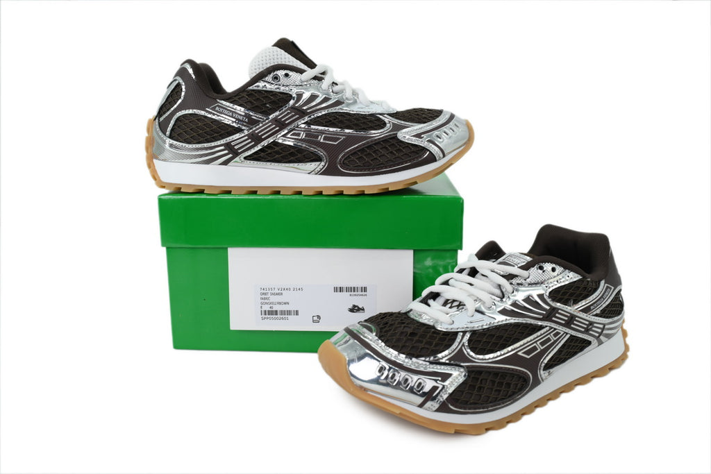Bottega Veneta Orbit Fondant Silver Mesh Sneakers