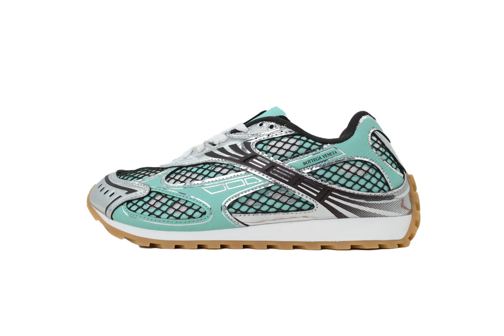 Bottega Veneta Orbit Green Oasis Silver Mesh Sneakers