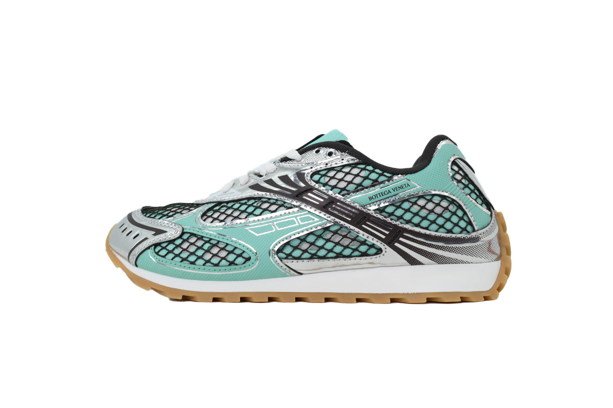 Bottega Veneta Orbit Green Oasis Silver Mesh Sneakers