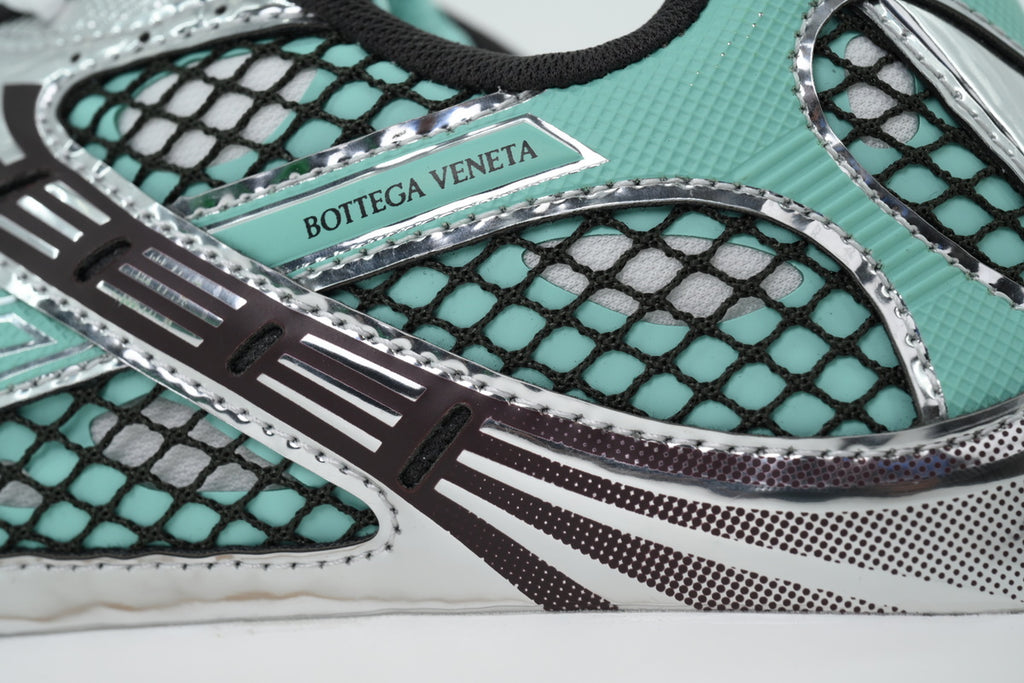 Bottega Veneta Orbit Green Oasis Silver Mesh Sneakers