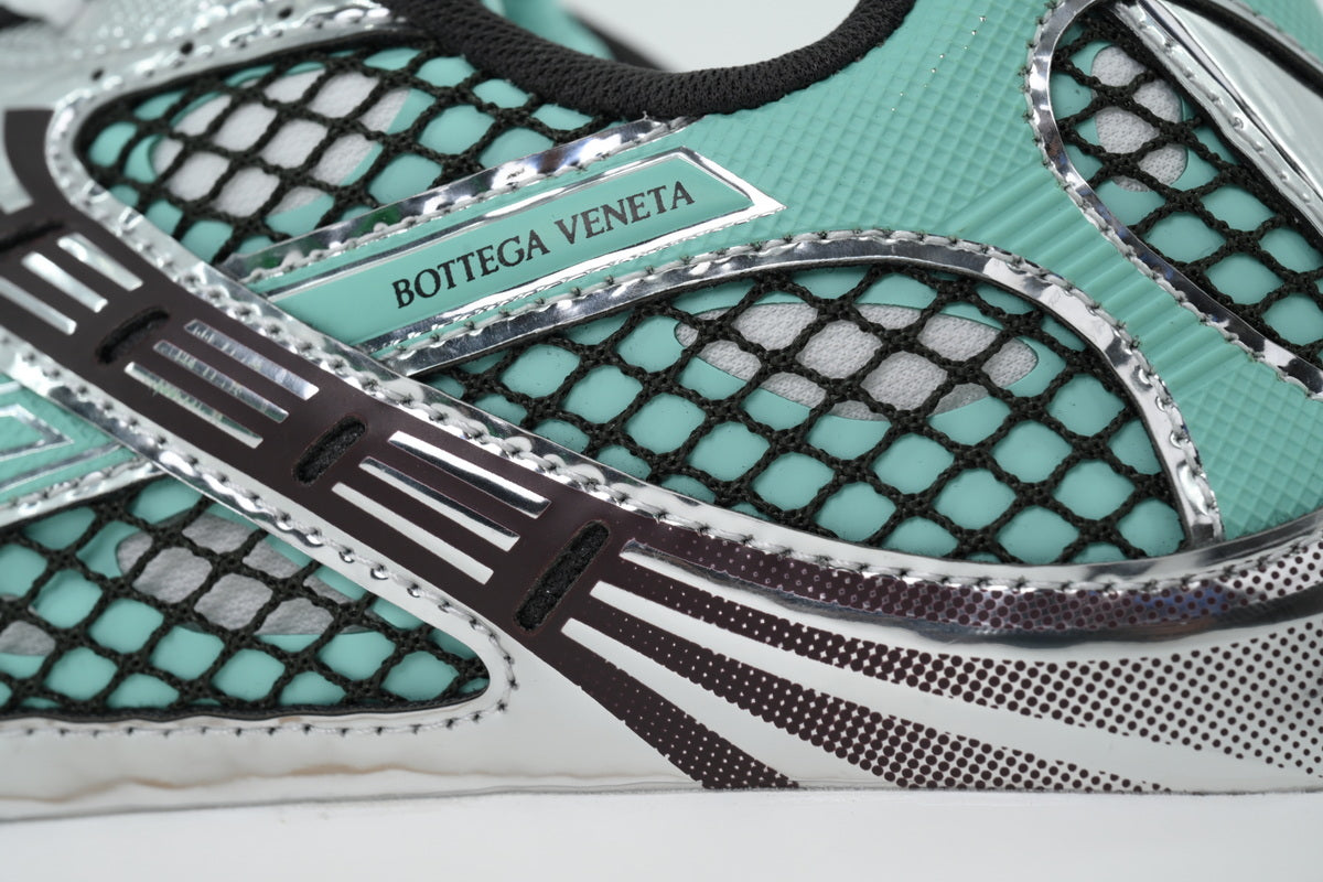 Bottega Veneta Orbit Green Oasis Silver Mesh Sneakers
