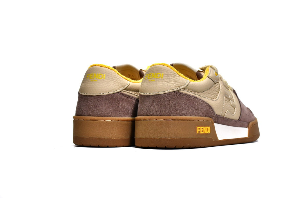 FENDI Match Beige Leather Suede Sneakers