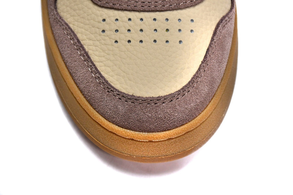 FENDI Match Beige Leather Suede Sneakers