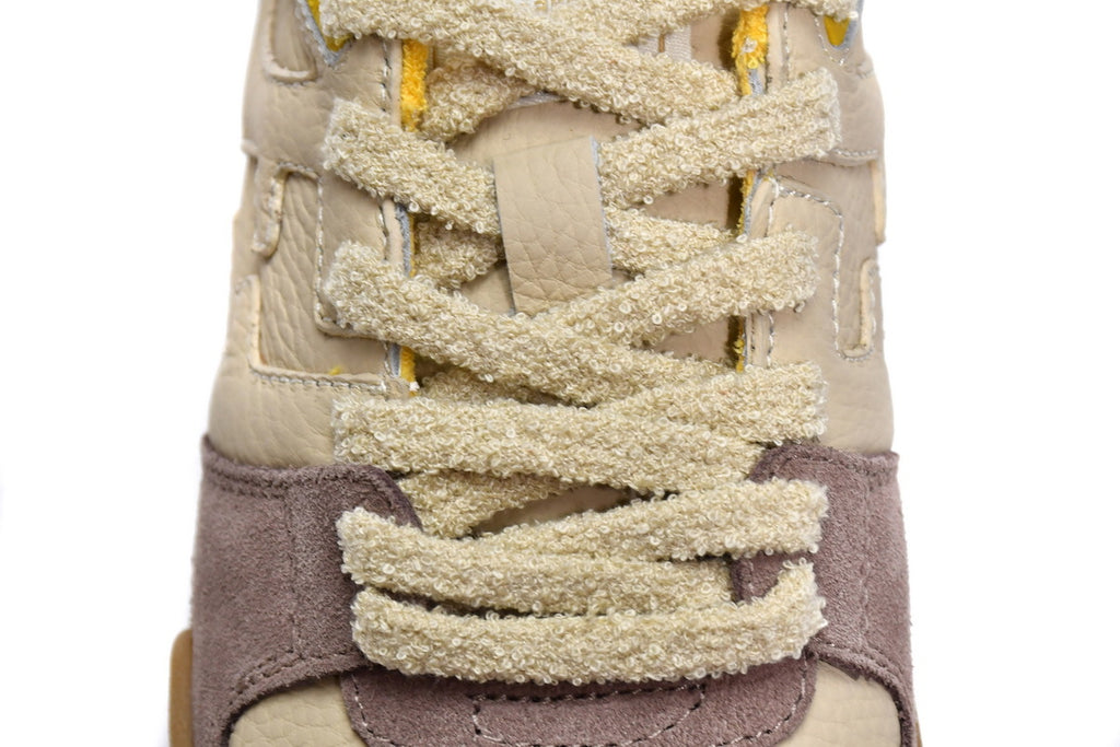 FENDI Match Beige Leather Suede Sneakers