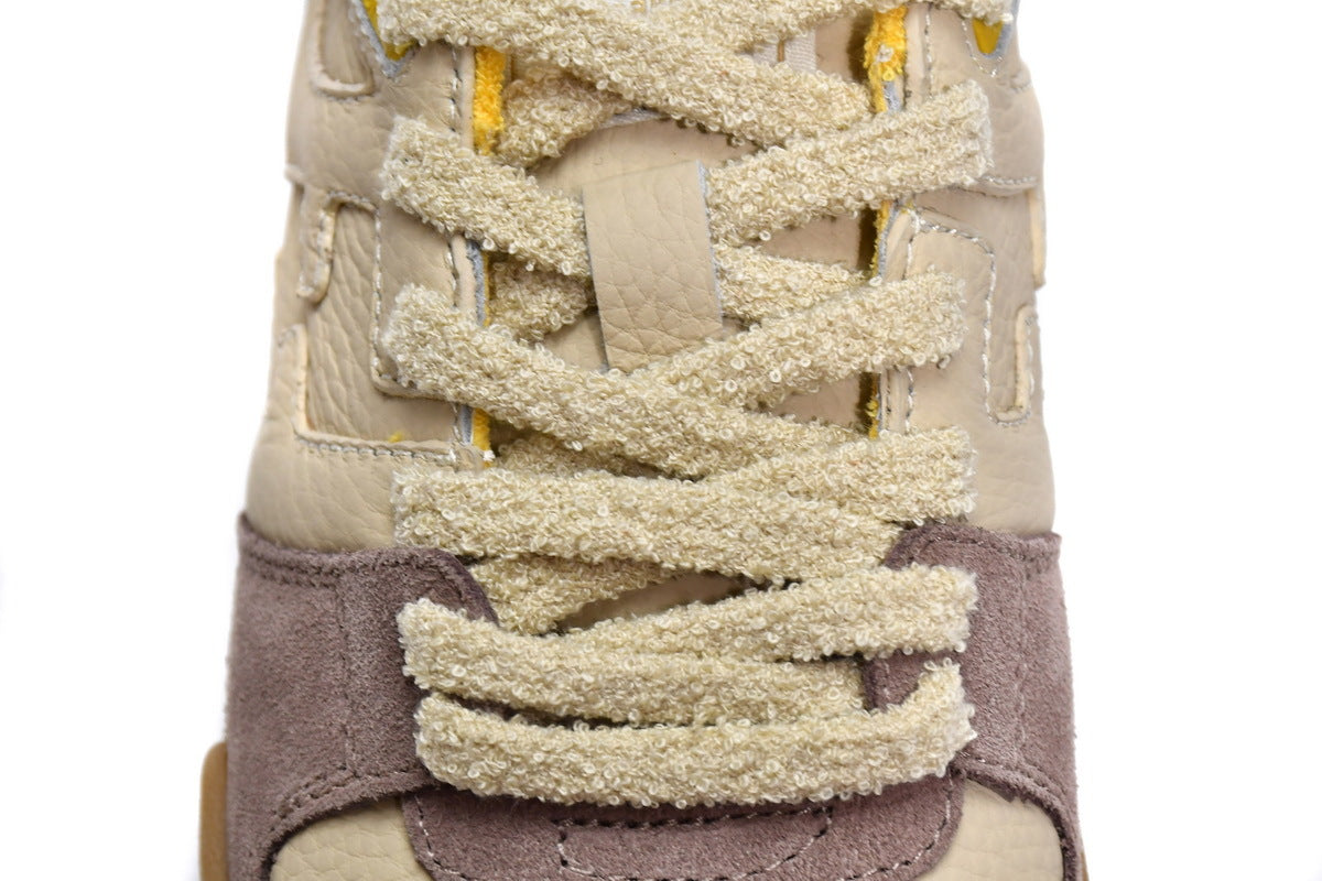 FENDI Match Beige Leather Suede Sneakers