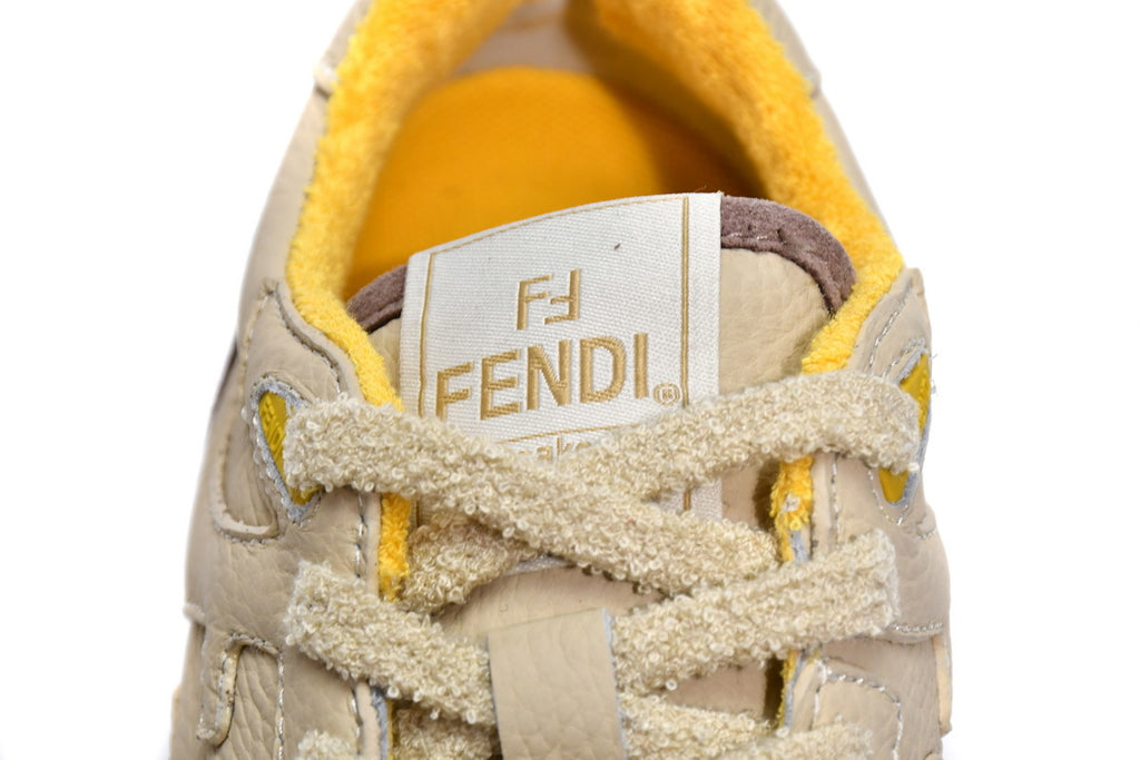 FENDI Match Beige Leather Suede Sneakers