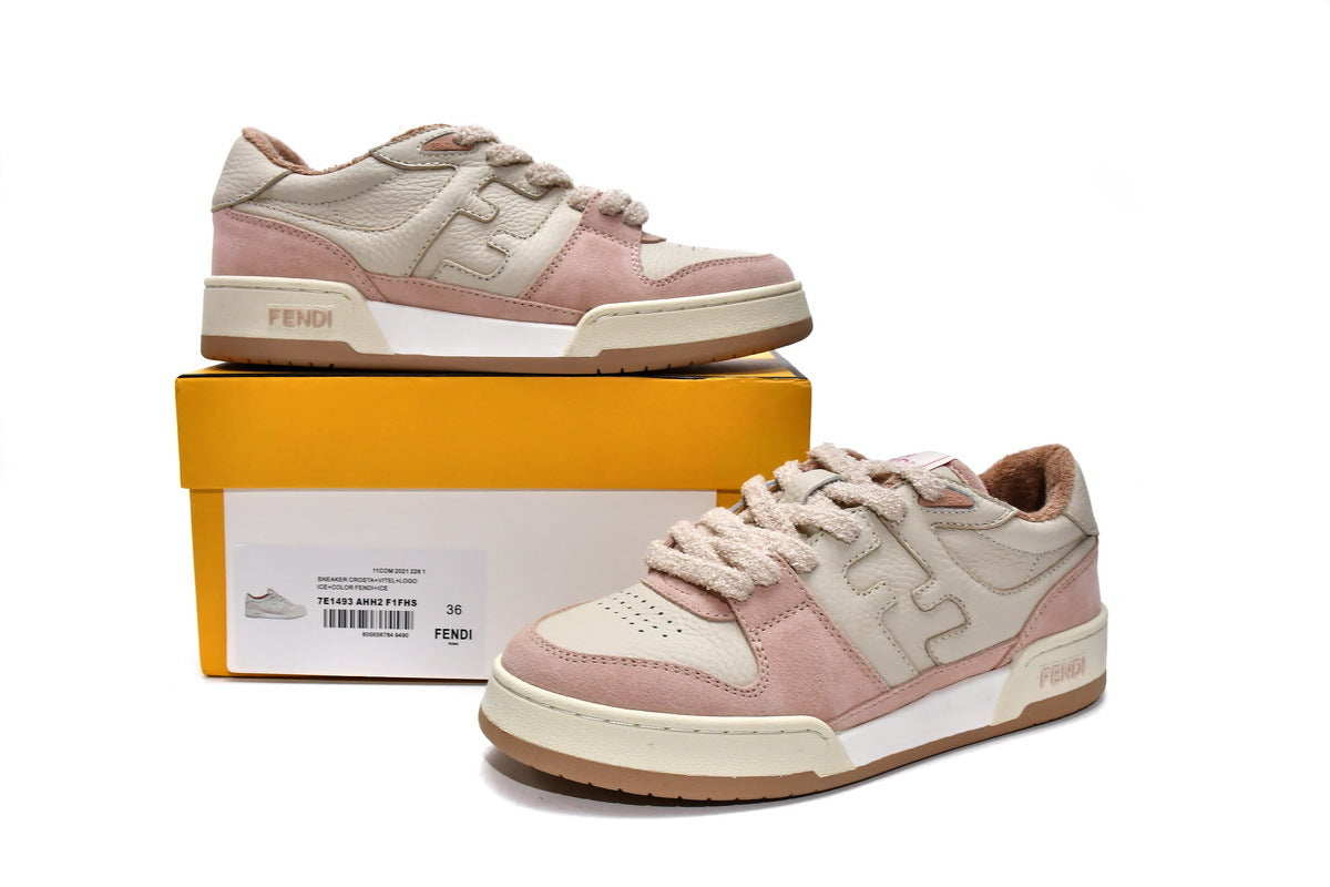 FENDI Match Pink Suede Leather Sneakers