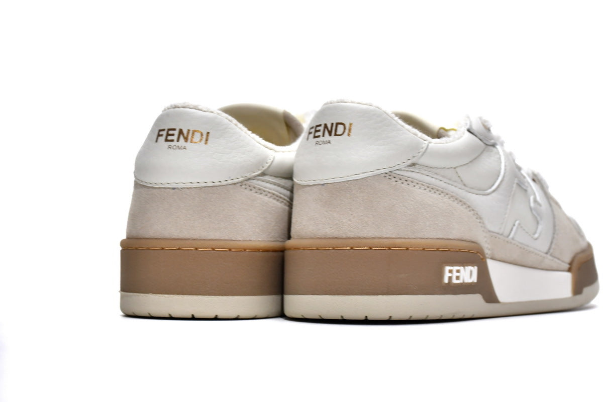 FENDI Match White Leather Suede Sneakers