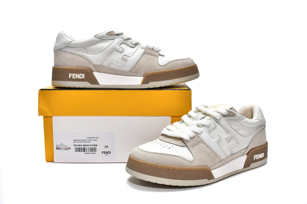 FENDI Match White Leather Suede Sneakers