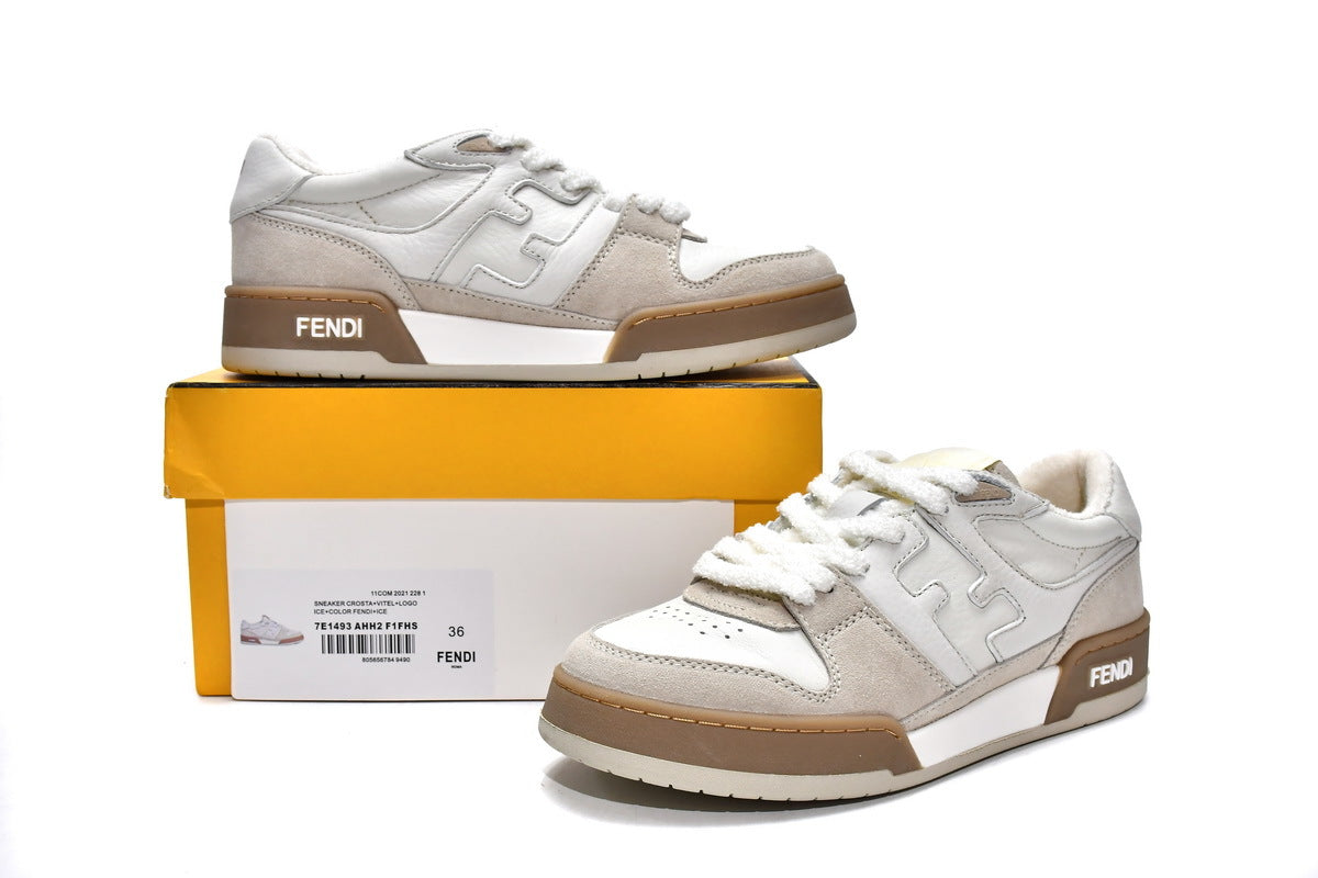 FENDI Match White Leather Suede Sneakers