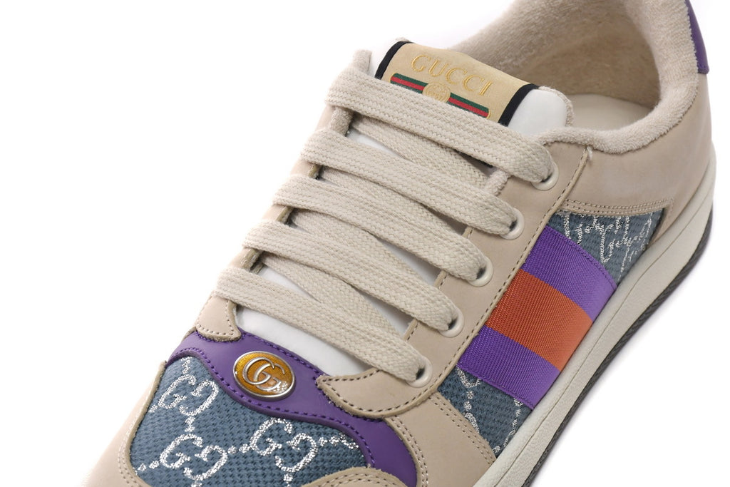 Gucci Screener GG Lamé Blue Sneakers