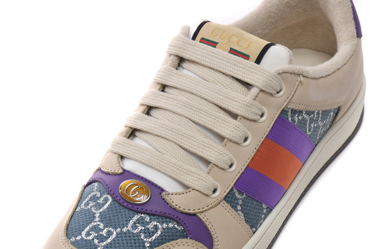 Gucci Screener GG Lamé Blue Sneakers