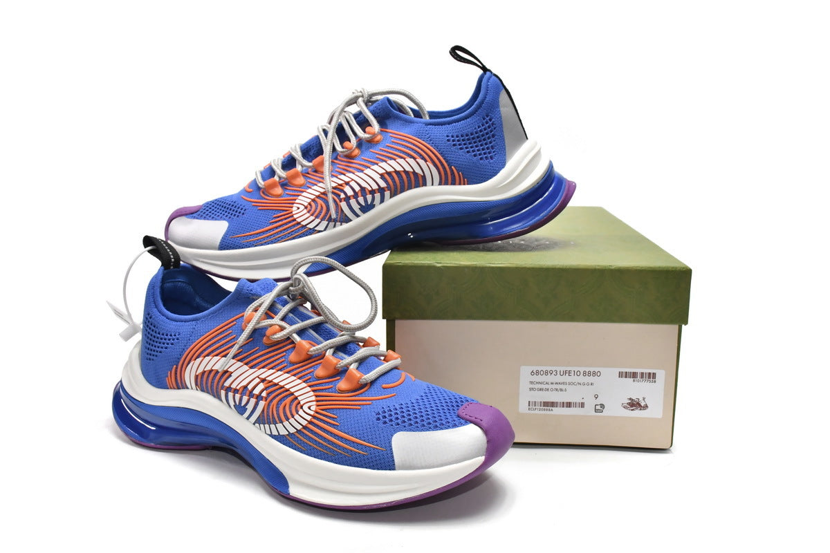Gucci Run White Blue Orange Knit Sneakers