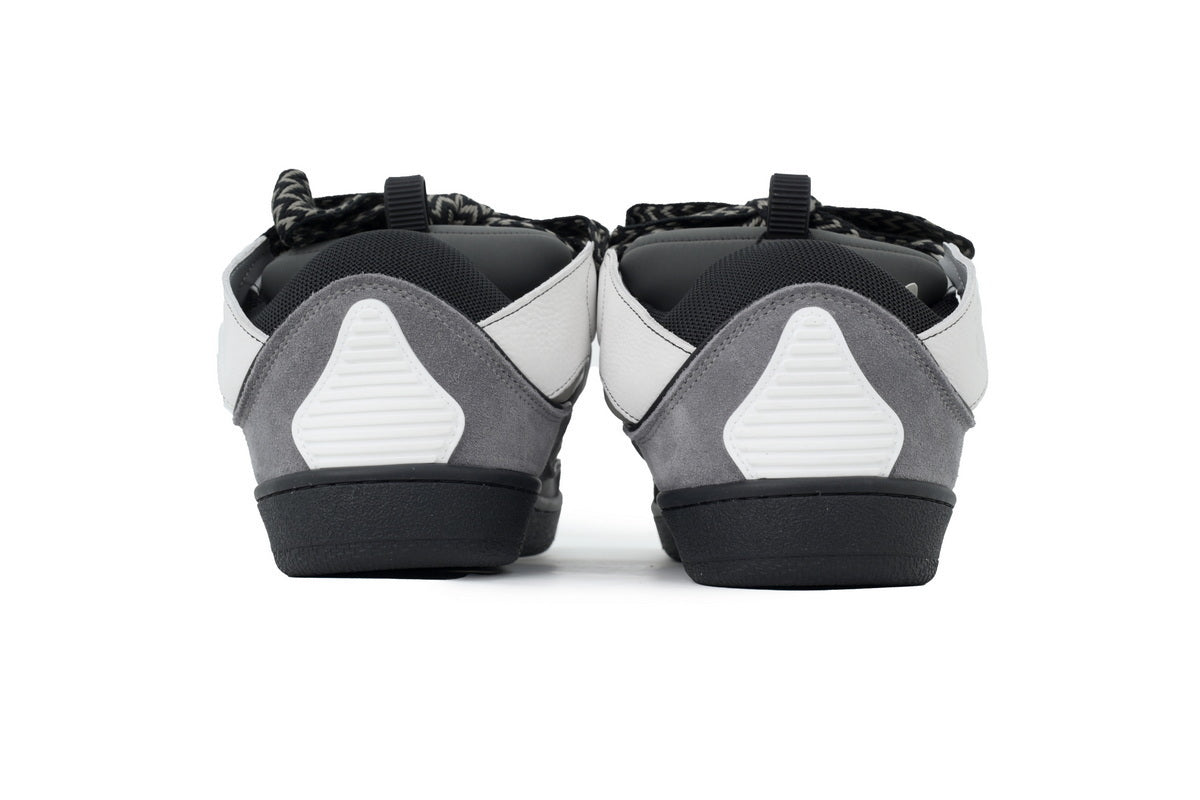 LANVIN Curb Leather Sneakers – Grey/White Contrast