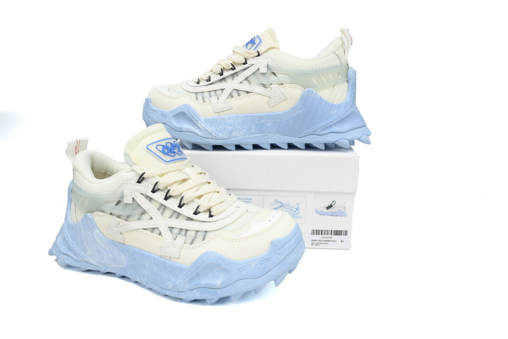 Off-White ODSY-1000 Ivory Blue Mixed-Material Sneakers