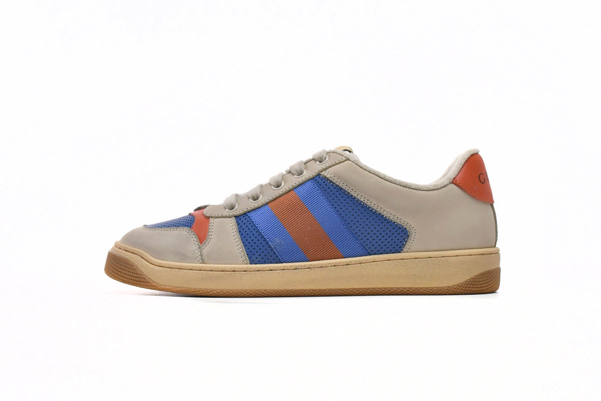 Gucci Screener Blue Perforated Leather Sneakers