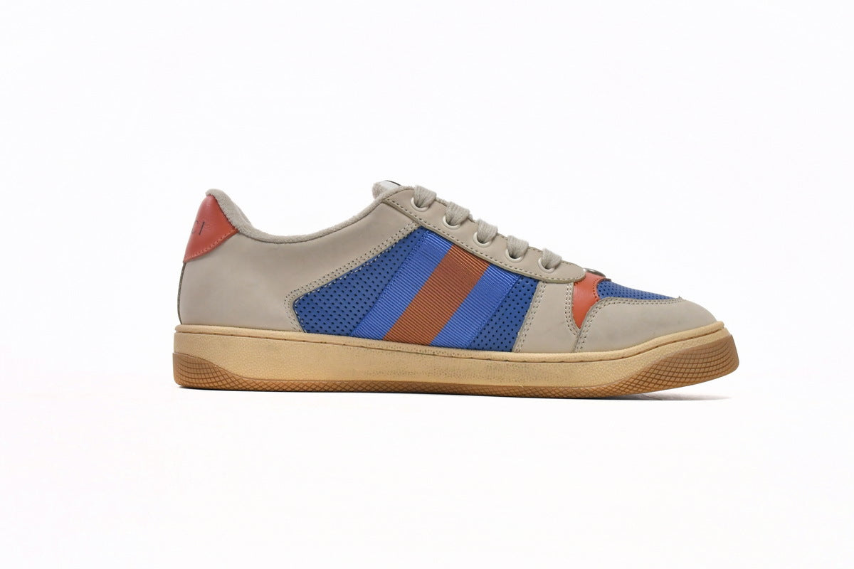 Gucci Screener Blue Perforated Leather Sneakers