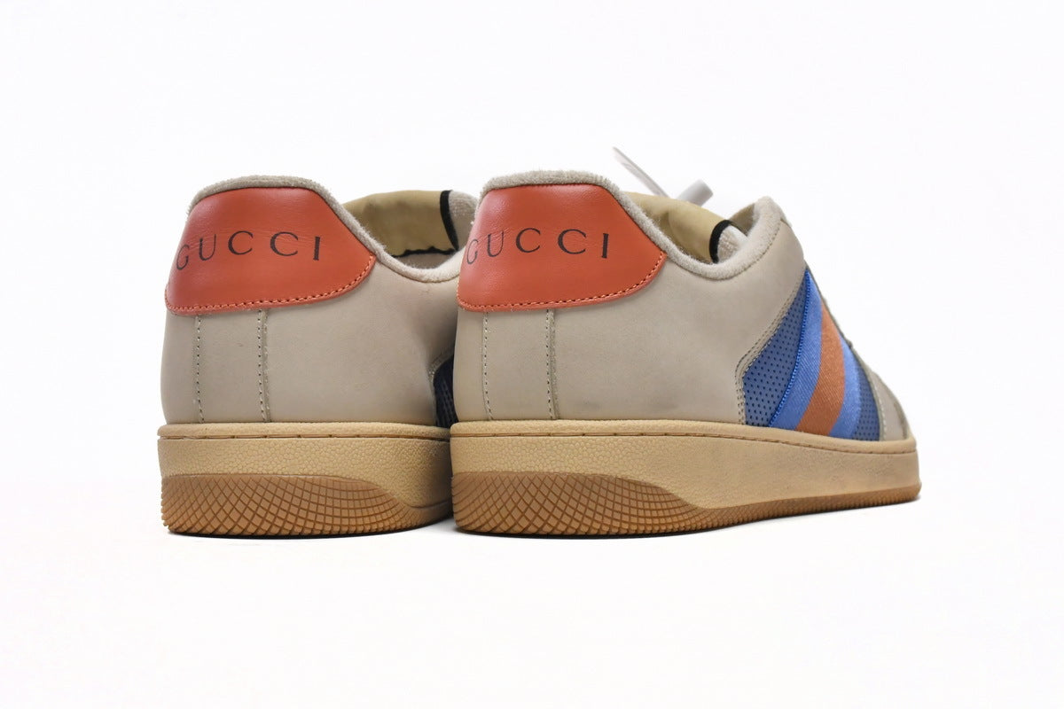 Gucci Screener Blue Perforated Leather Sneakers