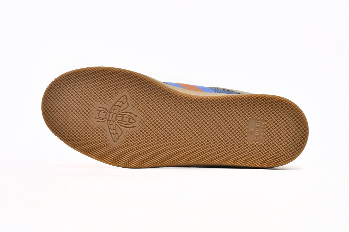 Gucci Screener Blue Perforated Leather Sneakers