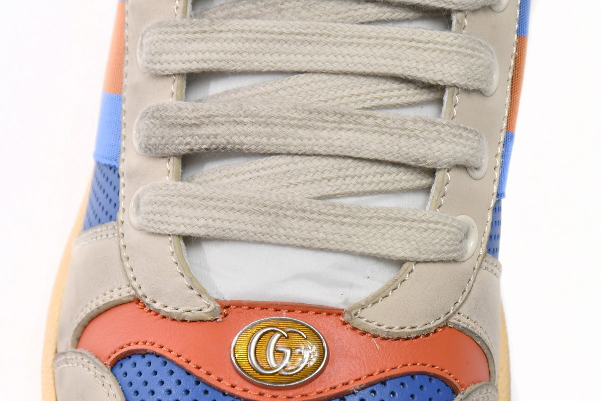 Gucci Screener Blue Perforated Leather Sneakers