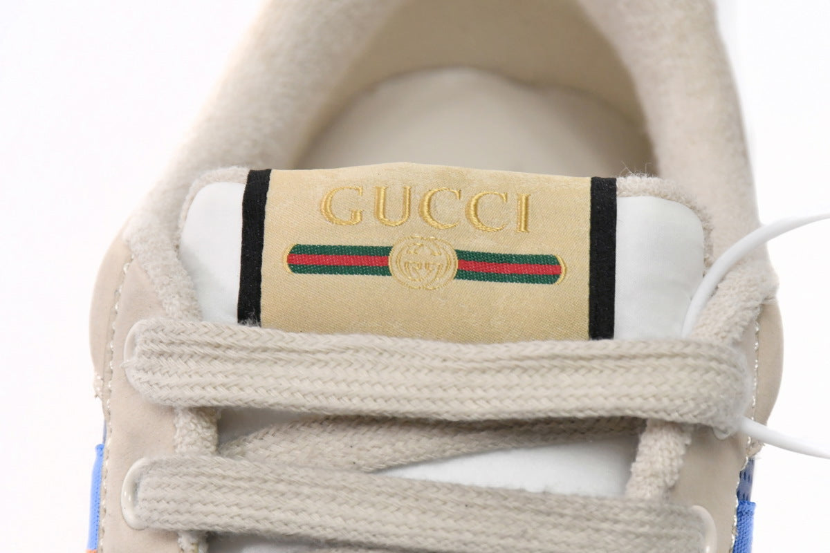 Gucci Screener Blue Perforated Leather Sneakers