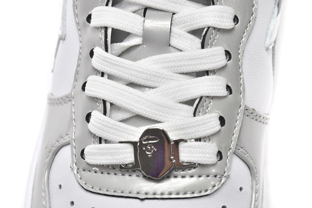 A BATHING APE BAPE STA Low White Grey Mirror Surface
