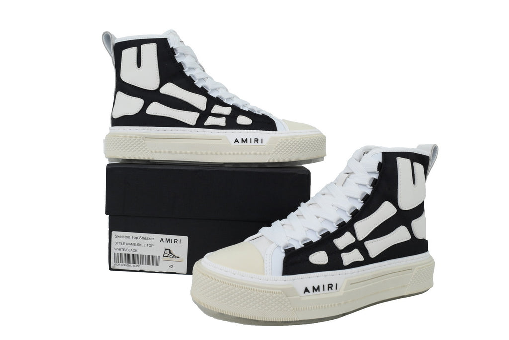 AMIRI SKEL COURT HI Black and White Sneakers