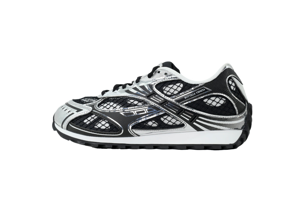 Bottega Veneta Orbit Black Silver Mesh Sneakers