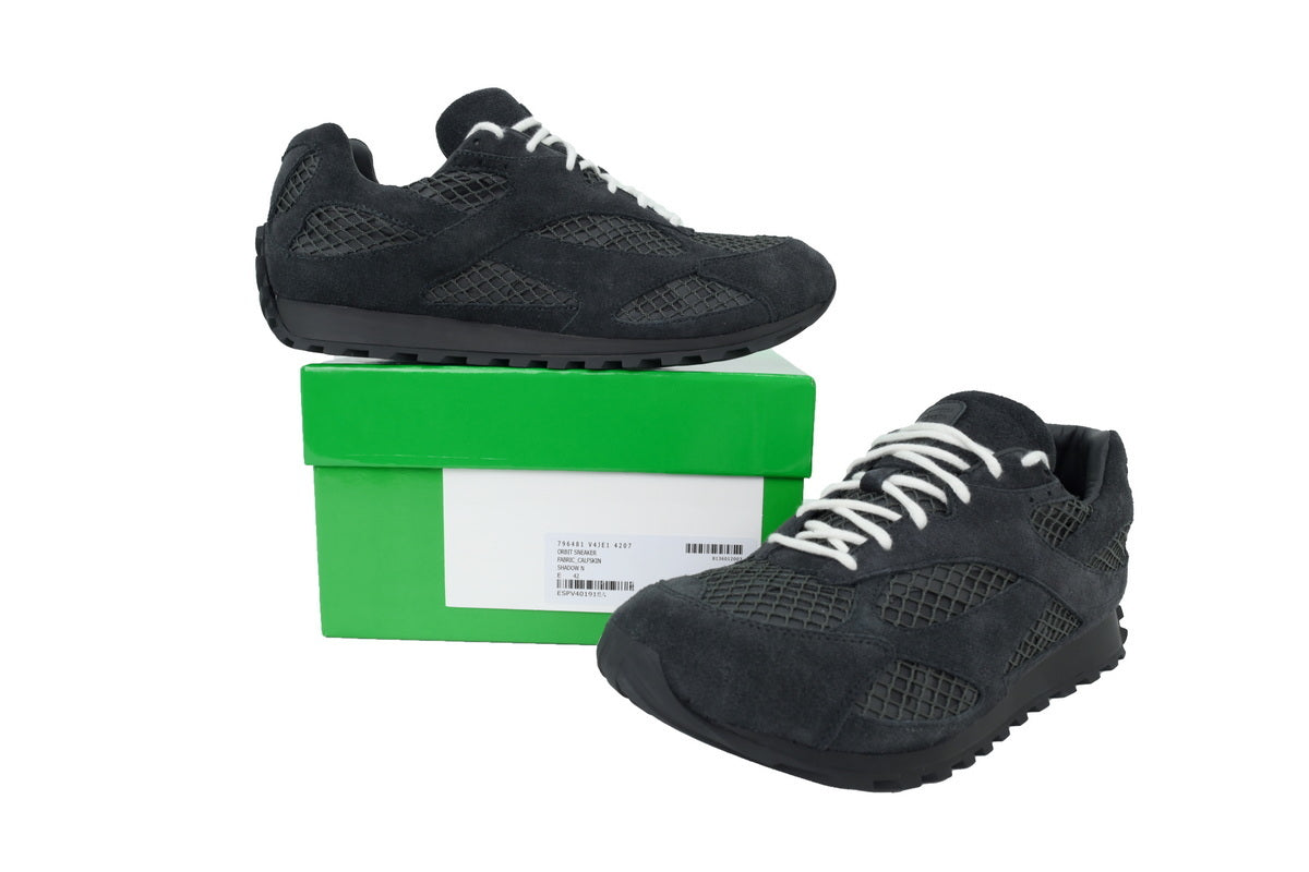Bottega Veneta Orbit Black Suede Mesh Sneakers