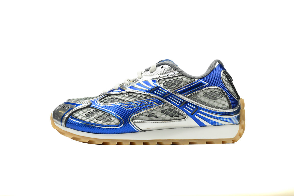 Bottega Veneta Orbit Sneakers – Metallic Blue/Silver