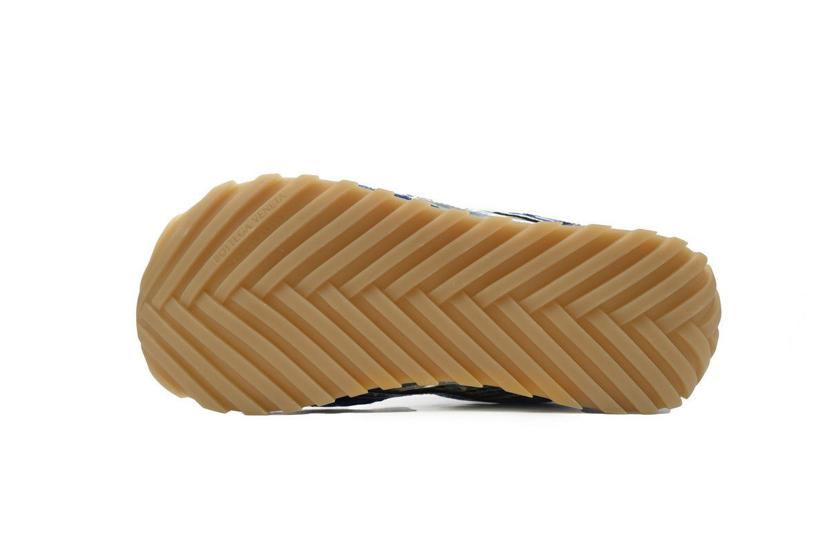 Bottega Veneta Orbit Sneakers – Metallic Blue/Silver