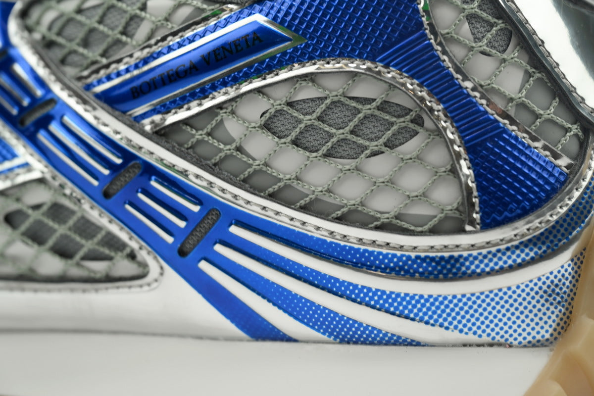 Bottega Veneta Orbit Sneakers – Metallic Blue/Silver