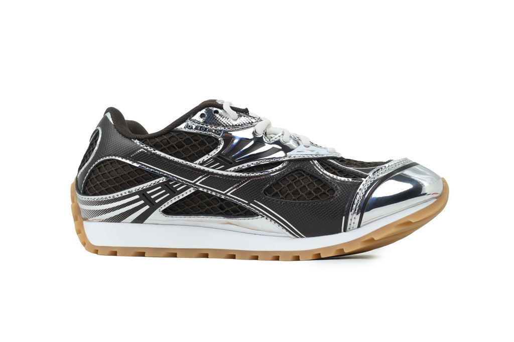 Bottega Veneta Orbit Fondant Silver Mesh Sneakers