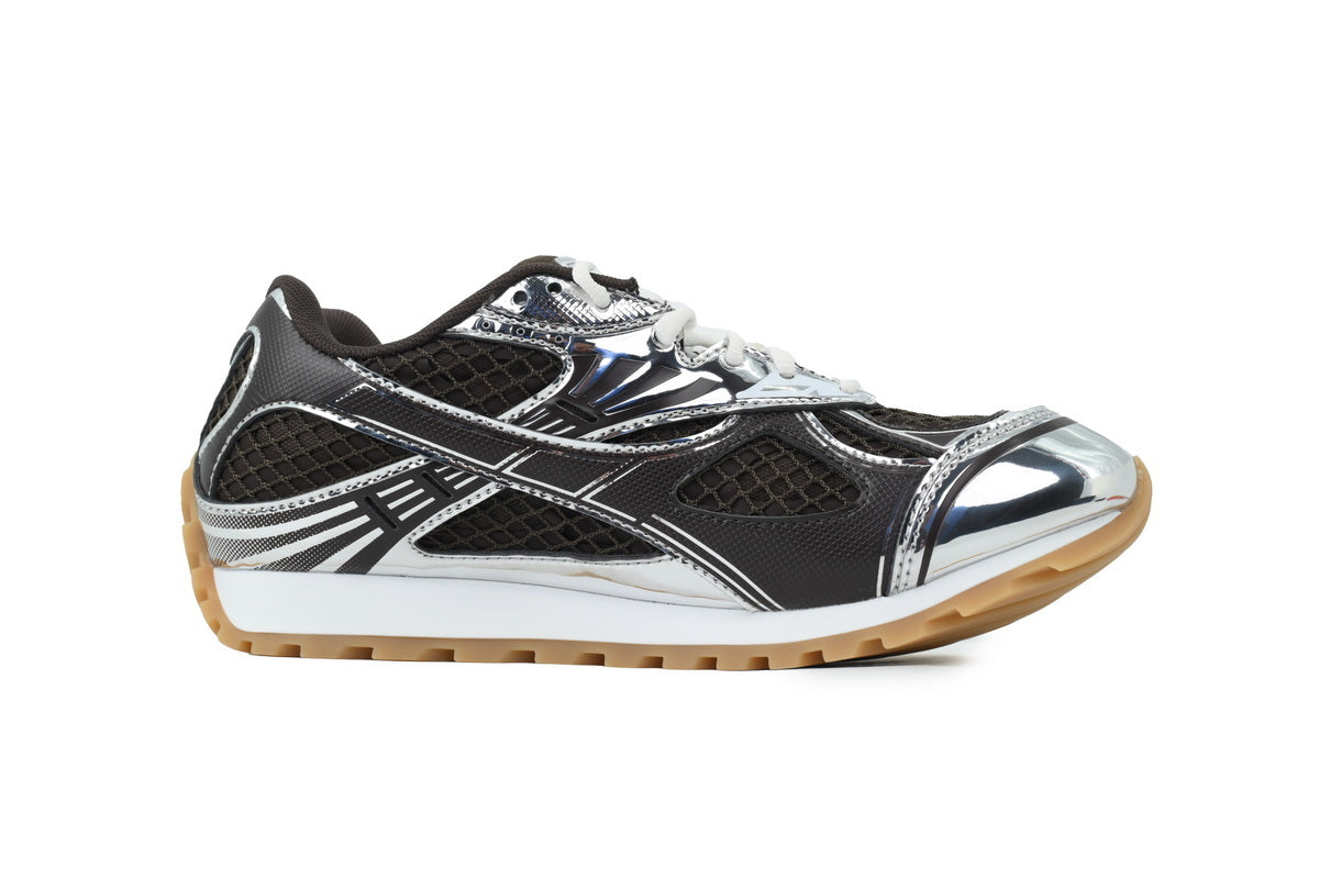 Bottega Veneta Orbit Fondant Silver Mesh Sneakers