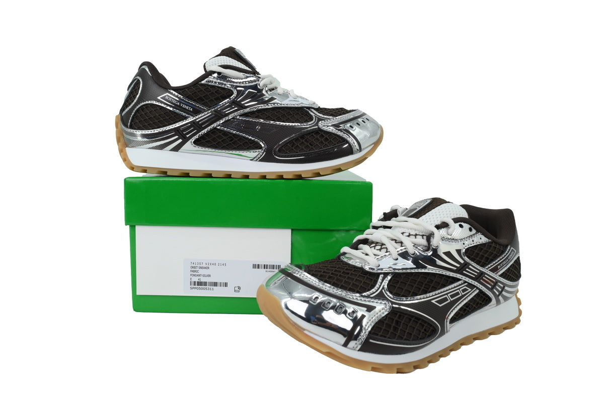 Bottega Veneta Orbit Fondant Silver Mesh Sneakers