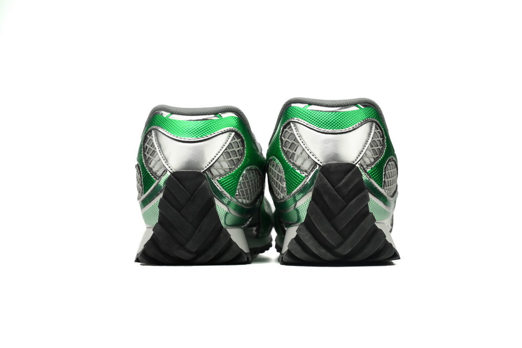 Bottega Veneta Orbit Sneakers – Green/Silver Metallic