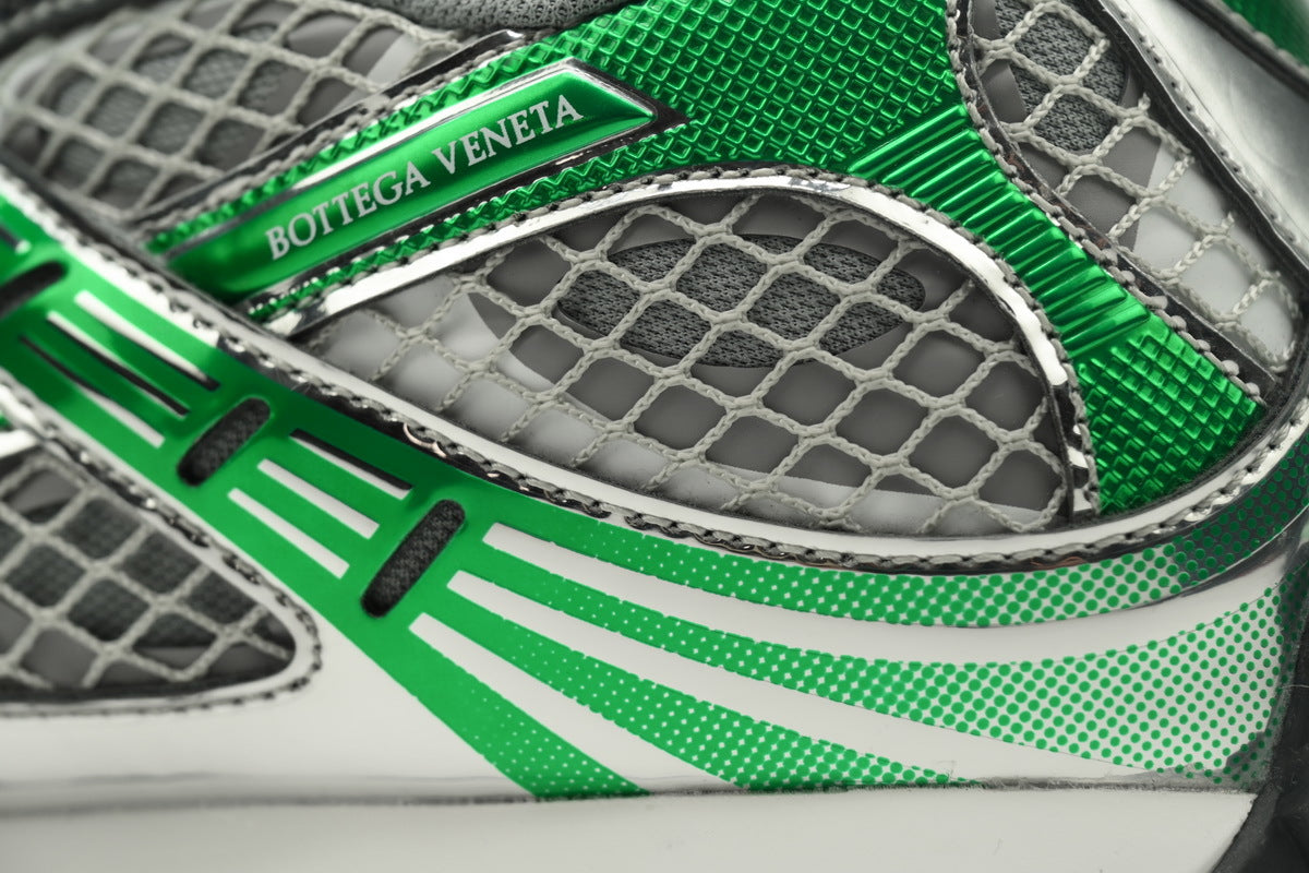 Bottega Veneta Orbit Sneakers – Green/Silver Metallic