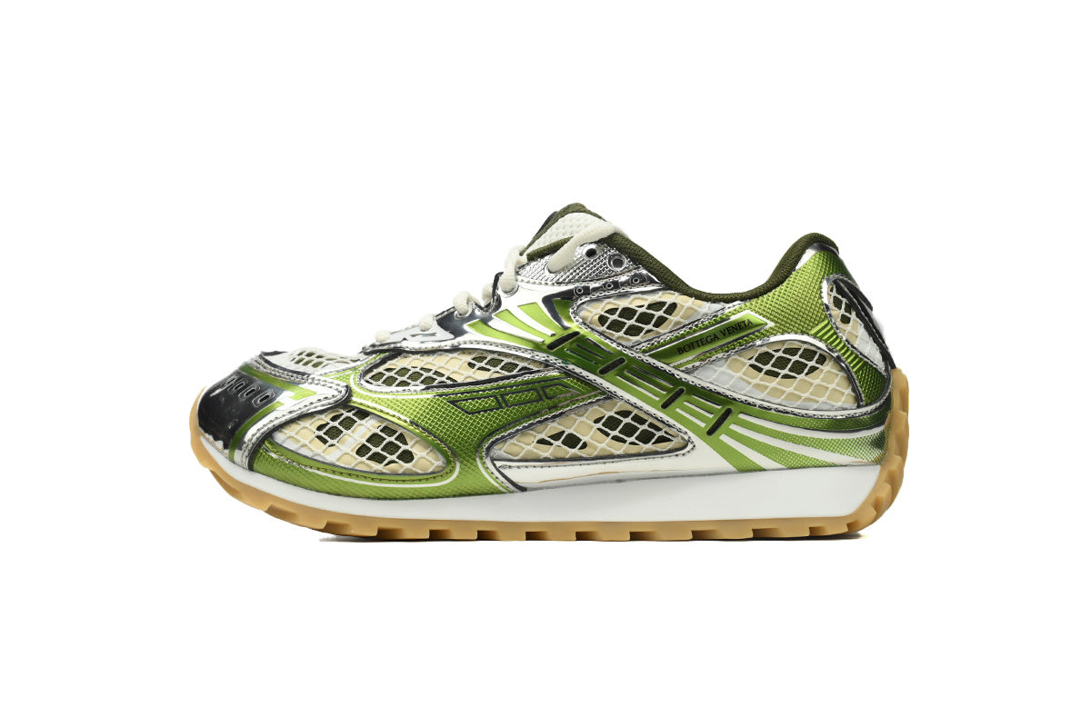 Bottega Veneta Orbit Sneakers – Olive Green Metallic