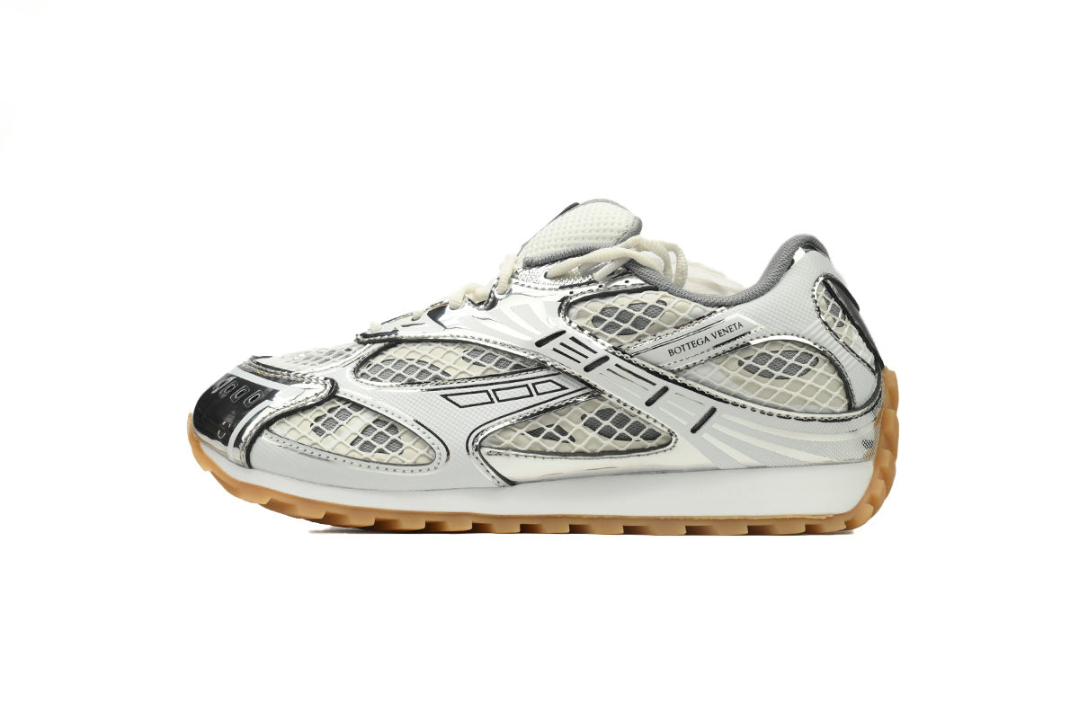 Bottega Veneta Orbit Sneakers – Silver Mesh