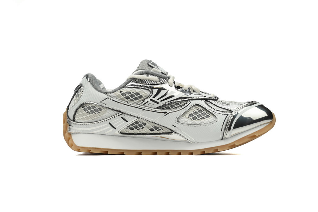 Bottega Veneta Orbit Sneakers – Silver Mesh
