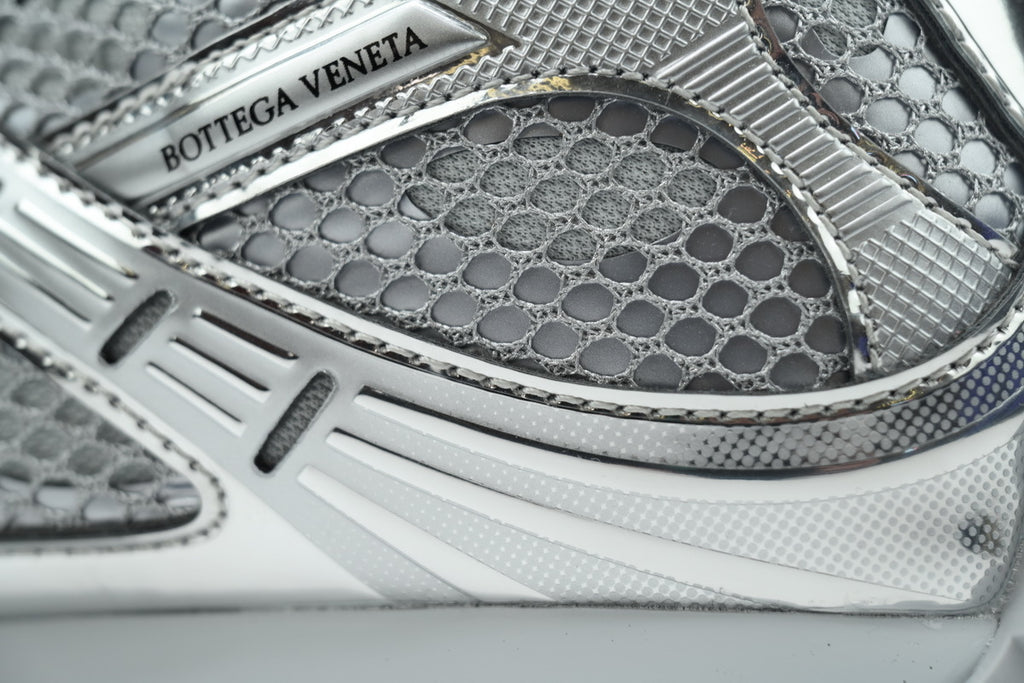 Bottega Veneta Orbit Sneakers – Silver Mesh