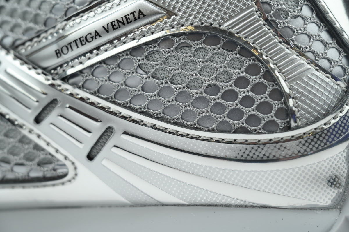 Bottega Veneta Orbit Sneakers – Silver Mesh