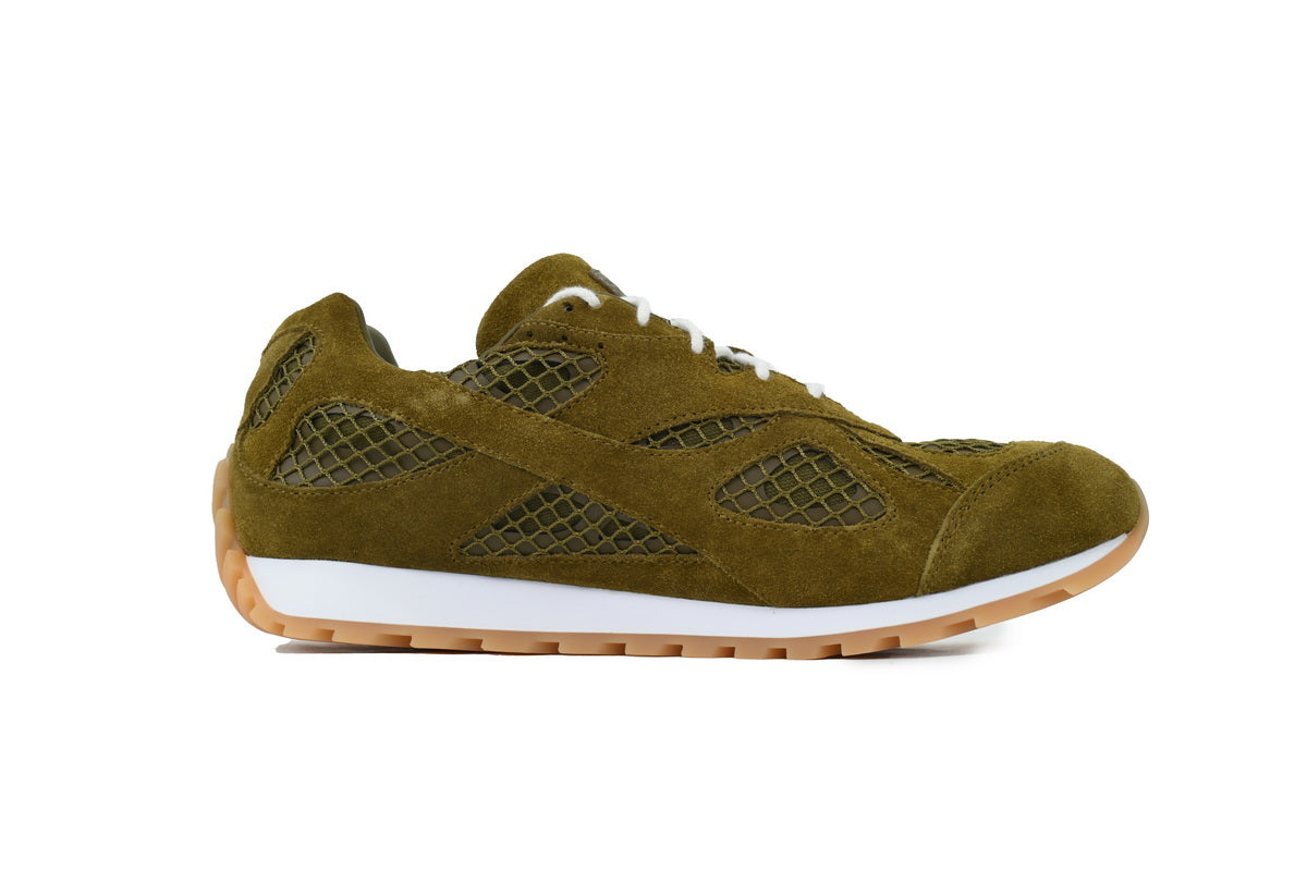 Bottega Veneta Orbit Olive Green Suede Sneakers