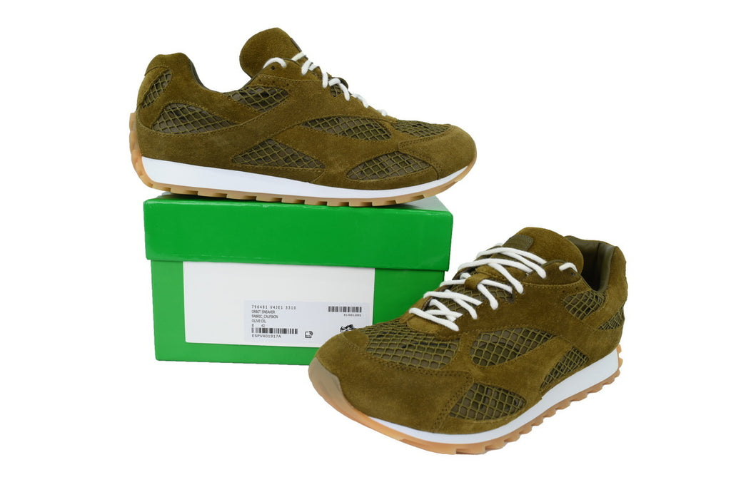 Bottega Veneta Orbit Olive Green Suede Sneakers