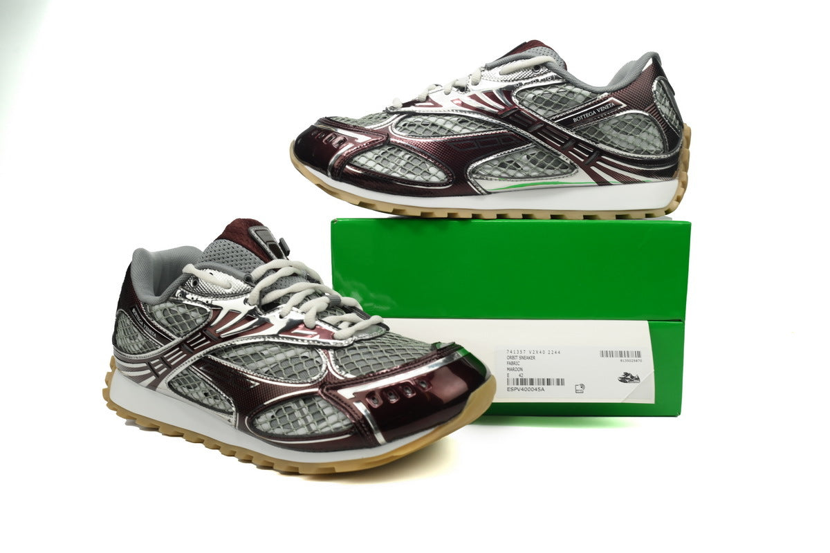 Bottega Veneta Orbit Sneakers – Wine Red/Silver